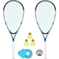 Nils Speed-Badmintonschläger Crossmintonschläger Set 2x Schläger blau 3x Federbälle Speed Badminton