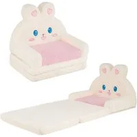 COSTWAY Kindersofa, 2 in 1 Kindersessel ausklappbar in Kaninchenform, Kindercouch