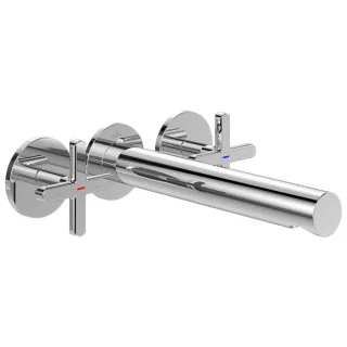 Villeroy und Boch Loop + Friends Fertigmontageset TVZ10601200061 Unterputz-Dreiloch-Kreuzgriff-Waschtischarmatur, ohne Ablaufgarnitur, Wandmontage, chrom