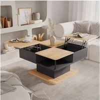 Vicco Couchtisch Movira, Anthrazit/Goldkraft Eiche, 80 x 45 cm mit Staufächern (1-St)
