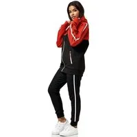 L.gonline Freizeitanzug Damen Jogginganzug Freizeitanzug Sportlich 3750 (Kapuzenjacke mit Reißverschluss, Hose, 2-tlg), mit Streifen