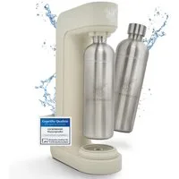 Luckymoose Wassersprudler Infinity mit 2x 1,25L spülmaschinenfesten Edelstahlflaschen, (2x Silber-tlg), Spart bis zu 25% CO2, Flaschen spülmaschinenfest & ohne Ablaufdatum