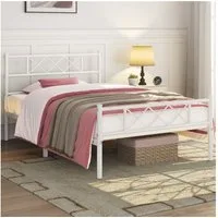 Yaheetech Bettgestell Metallbett mit Lattenrost, Bettrahmen mit Kopfteil, für Schlafzimmer, 90/140 cm (B)