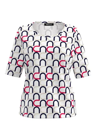 FRANK WALDER - Shirt MY NEW LOVE mit grafischem Print cranberry/ink/ecru/cream - Gr. - 46