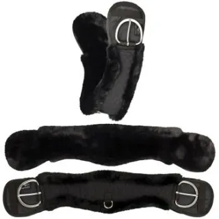 Equinate Western Mondgurt anatomisch mit synthetischem Lammfell schwarz 85 cm