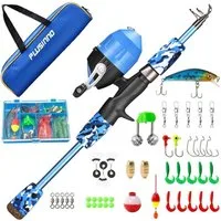LuxusKollektion Spinnrute Kinder Angelset Angelrute Angelrolle Köder Set Blau 1.5M