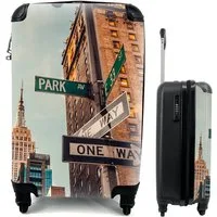 MuchoWow Handgepäckkoffer Stadtzentrum New York, 4 Rollen, Handgepäck Trolley Rollkoffer Kleine Reisekoffer mit 4 Rollen - Cabin Size < 55x40x23 & 55x40x20 cm - Fotokoffer - Kabinenkoffer - Boardgepäck