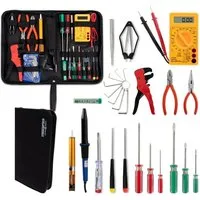 Stagecaptain Elektrowerkzeug-Set EWS-15, 27-tlg., inklusive Lötkolben und Multimeter, Elektriker Werkzeugset für unterwegs im praktischen Etui