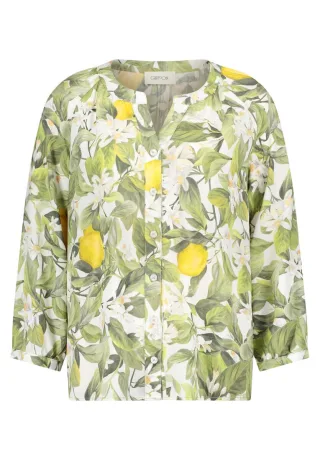 CARTOON - Kurz geschnittene Bluse mit Allover-Print und 3/4-Ärmeln weiß - Gr. - 40