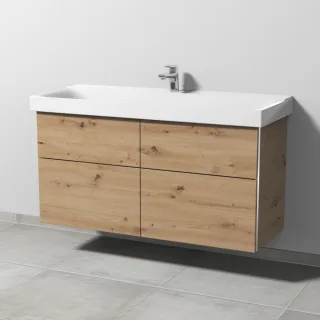 Sanipa 3way Waschtischunterbau zu Geberit Xeno2 Waschtisch mit 4 Auszügen, Eiche Natural-Touch BR66485