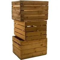 Kistenkolli Altes Land Allzweckkiste 3 Stück Massive Apfelkisten Obstkisten Holzkiste gebraucht (Spar-Set, 1er Set)