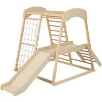COSTWAY Klettergerüst 6 in 1, mit Rutsche & Kletternetz & Leiter