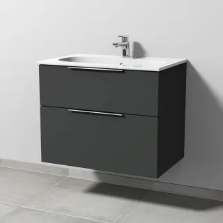 Sanipa 3way Waschtischunterbau zu Geberit Acanto Slim Waschtisch mit 2 Auszügen, Graphit-Matt UP4111B