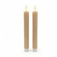 relaxdays LED-Kerze LED Stabkerzen 2er Set, Timerfunktion, LED, Warmweiß, Mocha Mousse