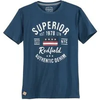 redfield Rundhalsshirt Redfield Übergrößen T-Shirt blau Print Superior 1978