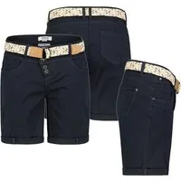 SUBLEVEL Bermudas Damen Short Bermuda kurze Hose Sommer Chino Stoff Sommer mit Gürtel