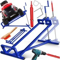 MASKO Rasentraktor Heber 450kg Hebevorrichtung für Aufsitzmäher mit Adapter inkl. Bürste, Rasentraktorheber, universelle Reinigungshilfe, Hebebühne für Quad