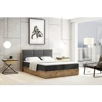 Labett Boxspringbett aus Holz im Loft-Stil LOLY 140x200 160x200 180x200 200x200 (2 Bettkästen, Topper), 7-Zonen Taschenfederkernmatratze H3 oder H4