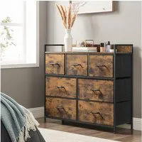 SONGMICS Kommode Schrank, 7 Stoffschubladen, mit Griffen, Metallgestell, Industrie-Design