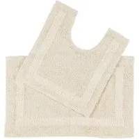 Homescapes Badematte 2-tlg. Badgarnitur creme aus 100% Baumwolle, Höhe 30 mm, 50 x 80 cm & 50 x 55 cm