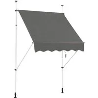 COSTWAY Klemmmarkise 150cm breit, höhenverstellbar 200-300cm, Grau