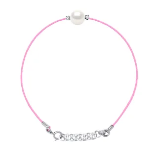 DIADEMA - Armband - Rosa Nylon - Süßwasserperle - Diamanten