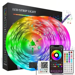 Elfeland RGB Bluetooth LED Light Strip Smart Atmosphere Light Indoor 24V EU Plug With 44-Key Remote Control for TV Wall