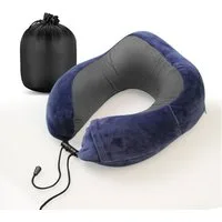 Cozyor Nackenstützkissen Memory Nackenkissen mit verstellbarem Verschluss + praktischer Tasche, Füllung: Memory Schaum Gedächtnisschaum, Bezug: waschbarer Bezug, Set, Nackenhörnchen perfekt zum Reisen, klein & kompakt, blau Ocean Serie, auch im Reise