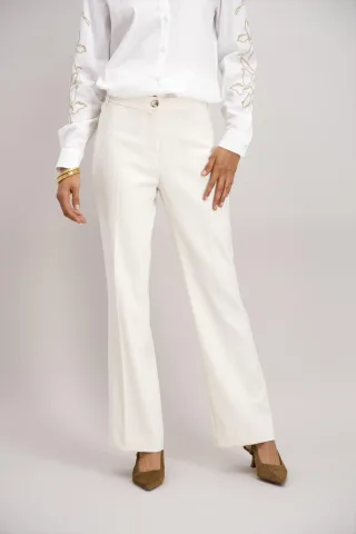 signe nature - Unifarbene Hose mit hoher Taille beige - Gr. - 36