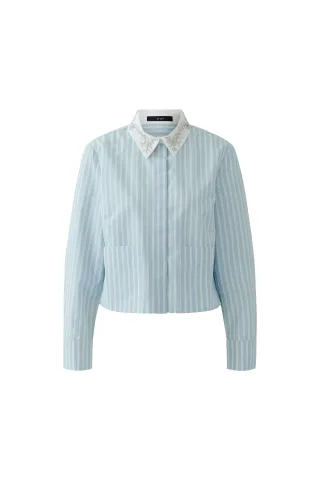 Oui - Bluse blue white - Gr. - 36