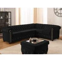 S-Style Möbel Ecksofa Chesterfield L-Form Cleo Blink aus Samt mit Kristallsteppung, mit Wellenfederung