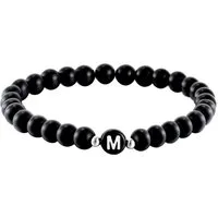 Kim Johanson Armband Onyx mit Buchstaben, personalisiert, elastisch, Geschenk