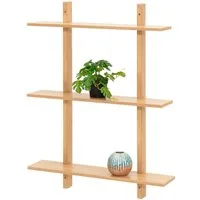4LIVING Wandregal Regal aus Kiefernholz mit drei Ablagen, 80 x 60 x 15 cm