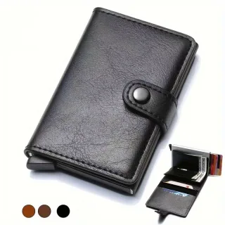 Automatic Elastic Credit Card Holder Mens Wallet Double Layer Aluminum Alloy Credit Card Holder Fashion Simple Metal Cre
