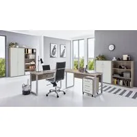 moebel-dich-auf Büromöbel-Set TABOR PRO Set 1, (abschließbar, 7-tlg., Winkelschreibtisch + Rollcontainer + 2 Aktenschränke + 2 Aktenregale), Metallgriffe