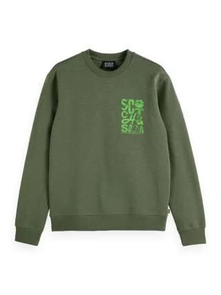 Scotch & Soda - Sweatshirt mit Logo auf der linken Brust grün - Gr. - XXL