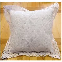 matches21 HOME & HOBBY Kissenbezüge Kissen-Bezug weiß Häkel-Kante 40x40 cm Baumwolle-Mix, (1 Stück), Wohnzimmer Kissen-Hülle als Deko-Kissen Zier-Kissen Sofa-Kissen
