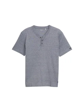 Tom Tailor - Henley T-Shirt aus Baumwolle navy white fine stripe - Gr. - L