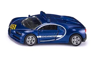 siku 1541 Bugatti Chiron Polizeiauto Blau Metall/Kunststoff Bereifung aus Gummi Öffenbare Türen