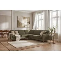 OTTO home Ecksofa Pinto Skandi, 290 cm, Chenille, Struktur, Ottomane links / rechts, mit Keder, Massivholzfüße Eiche geräuchert, Wellenunterfederung