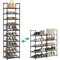 SONGMICS Schuhregal Schuhschrank, für 20 Paar Schuhe und Stiefel, mit 10 Ebenen,Metallgestell,Schuhablage