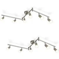 ZMH Deckenstrahler 6-flammige GU10 Deckenspots – drehbar, schwenkbar für Wohnzimmer Küche, Einfache Installation, ohne Leuchtmittel, 350°Drehbar Spot Edelstahl Decke innen