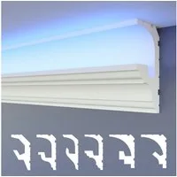 HEXIMO Eckprofil (LED Stuckleisten 2in1, indirekte Beleuchtung Deckenleisten XPS Styropor Lichtleisten Beleuchtung Styropor Deckenleisten (30,6 Meter HLED 6)