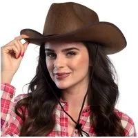 Boland Cowboyhut Cowboyhut Rodeo braun Westernhut mit Kordel für Karneval und Party Perfekt kombinierbar mit Cowboy- und Cowgirl-Kostümen