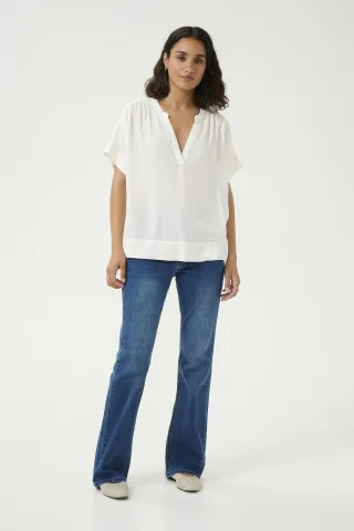 Kurzarm-Bluse Loose fit Chalk white