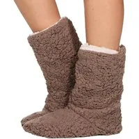 CLEO STYLE Damen Hüttenstiefel mit ABS Sohle Plüsch Hausschuhe