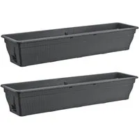 BURI Blumenkasten 2x Balkonkasten 100cm Wasserspeicher Pflanzkasten Entwässerung grau (2 St)