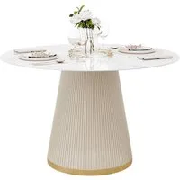 ALLHOUSE24 Esstisch VELORA Ø120 cm – Keramikplatte Hochglanz, Säulenfuß mit Goldring (1 Tisch), Durchmesser: ⌀120 cm