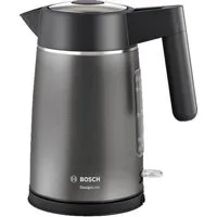 BOSCH Wasserkocher DesignLine TWK5P475, Ausgießen ohne Spritzer, Tassenanzeige, 1,7 l, 2400 W, große Wasserstandsanzeige, Überhitzungsschutz, grau