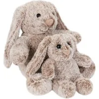 BRUBAKER Kuscheltier Hase + Babyhase mit Schlappohren Stofftier (Set, 2-St., Mama Hase + Baby), Schlappohrhasen Plüschtier für Kinder - Kuschelhase - Kuscheltier